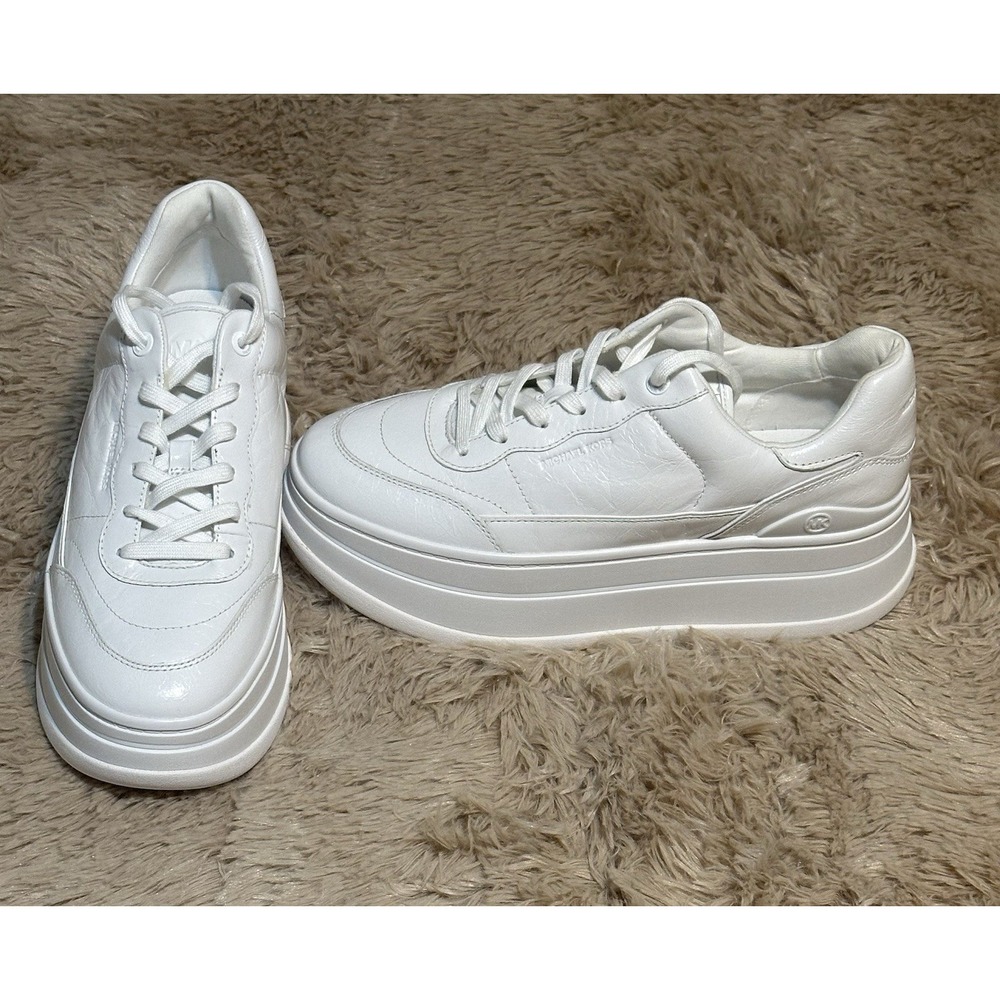 Michael Kors Hayes Platform Sneakers White Leather Women's Size 10 Chunky Shoes